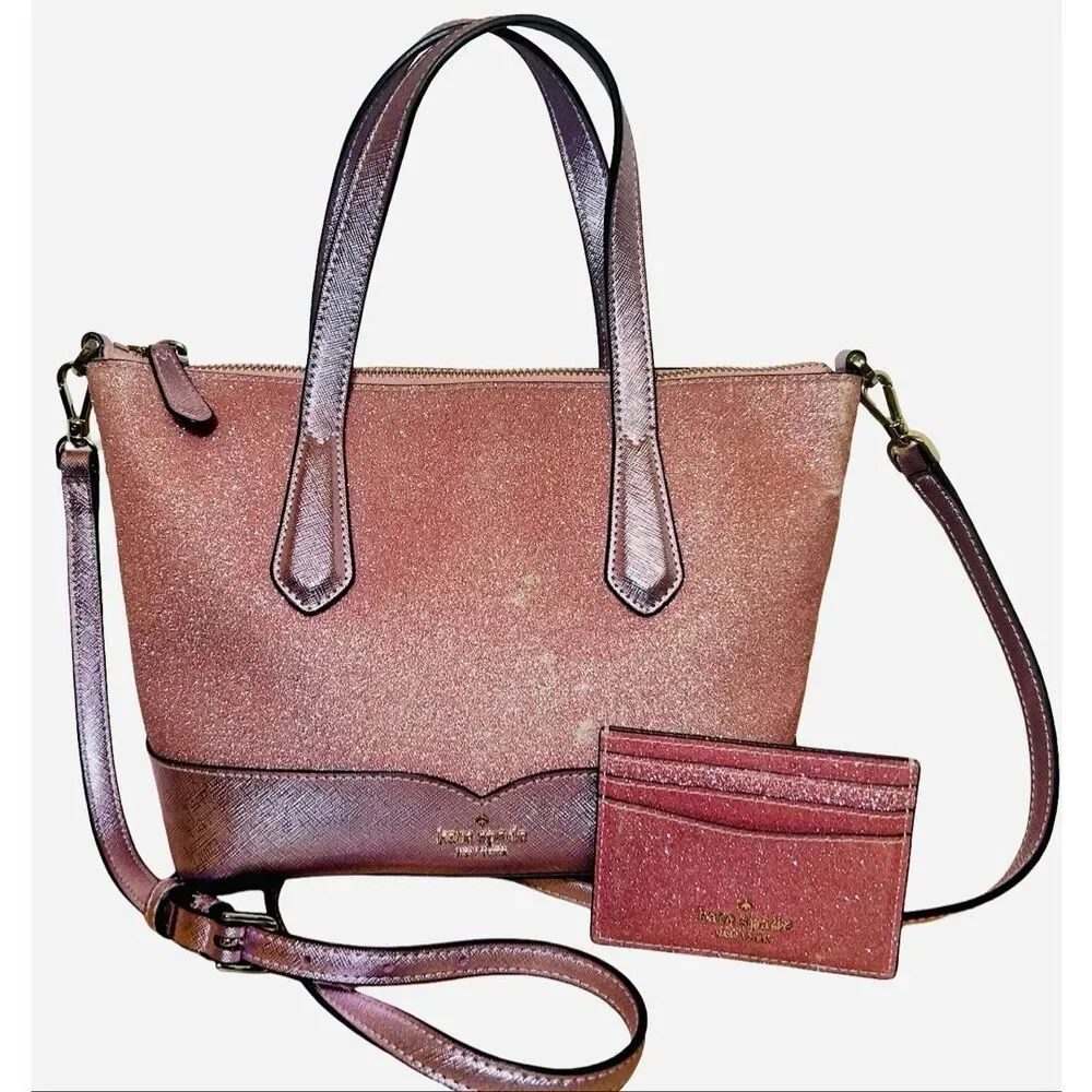 Kate Spade NY Pink Lola Glitter Tote and Wallet *SET* - Picture 3 of 10